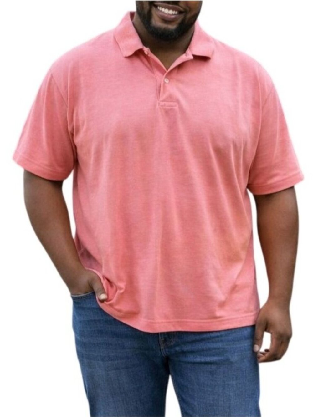 Members Mark Mens Size XL Polo Shirt Peachglow Coral Short Sleeve